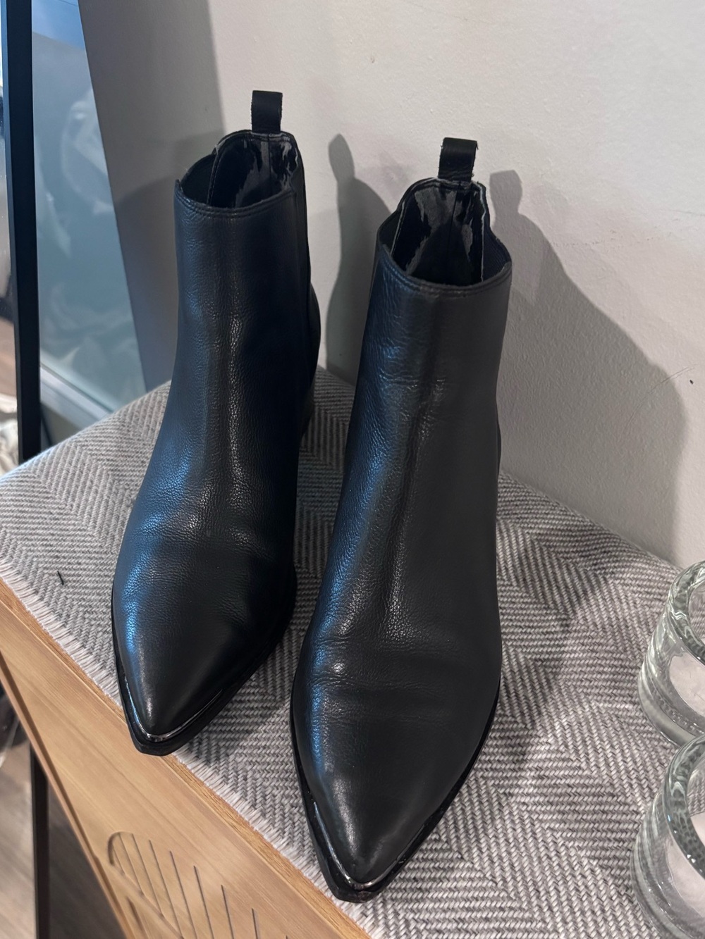 Vince Camuto Black Pointed Toe Ankle Booties